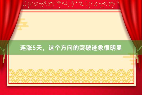连涨5天，这个方向的突破迹象很明显