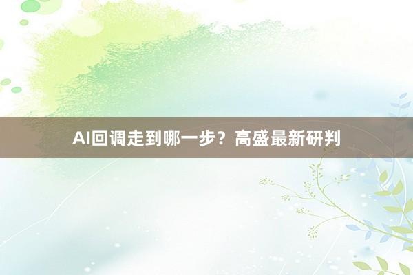 AI回调走到哪一步？高盛最新研判