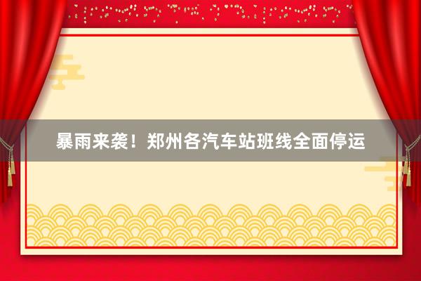 暴雨来袭！郑州各汽车站班线全面停运