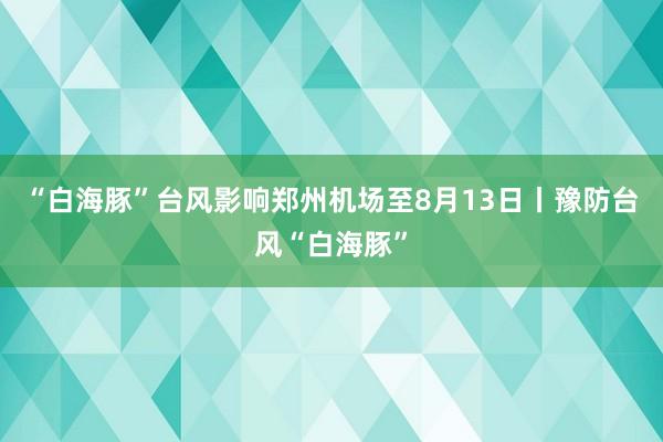 “白海豚”台风影响郑州机场至8月13日丨豫防台风“白海豚”