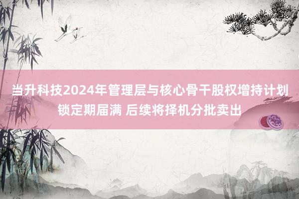 当升科技2024年管理层与核心骨干股权增持计划锁定期届满 后续将择机分批卖出