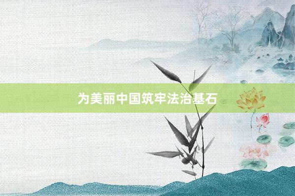 为美丽中国筑牢法治基石