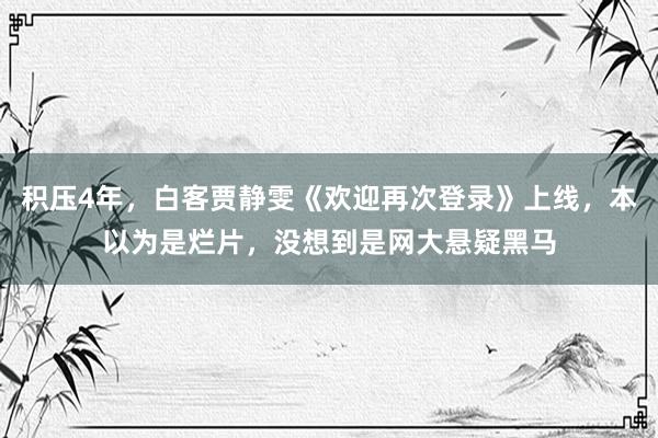 积压4年，白客贾静雯《欢迎再次登录》上线，本以为是烂片，没想到是网大悬疑黑马