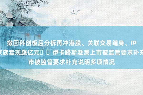 撤回科创板后分拆再冲港股、关联交易缠身、IPO前夕实控人家族套现超亿元⋯⋯伊卡路斯赴港上市被监管要求补充说明多项情况