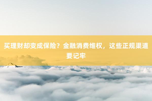 买理财却变成保险？金融消费维权，这些正规渠道要记牢