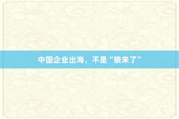 中国企业出海，不是“狼来了”