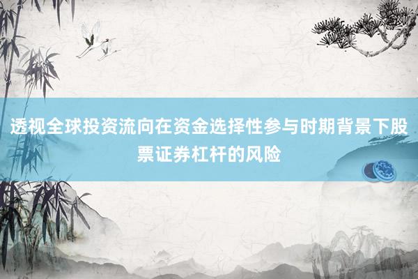 透视全球投资流向在资金选择性参与时期背景下股票证券杠杆的风险