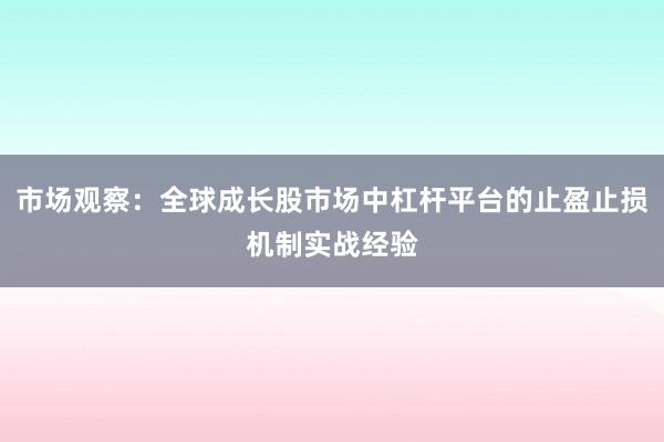 市场观察：全球成长股市场中杠杆平台的止盈止损机制实战经验
