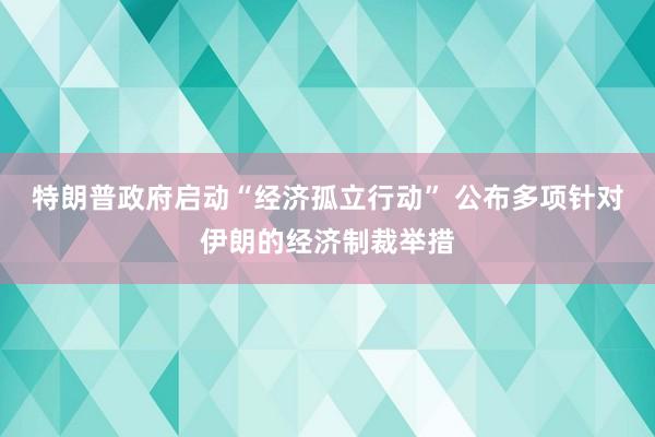 特朗普政府启动“经济孤立行动” 公布多项针对伊朗的经济制裁举措