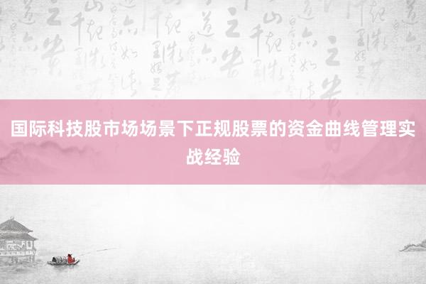 国际科技股市场场景下正规股票的资金曲线管理实战经验