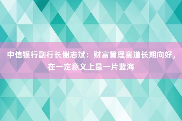 中信银行副行长谢志斌：财富管理赛道长期向好，在一定意义上是一片蓝海
