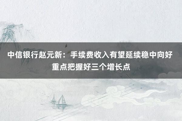 中信银行赵元新：手续费收入有望延续稳中向好 重点把握好三个增长点