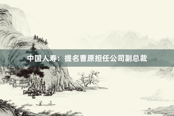 中国人寿：提名曹原担任公司副总裁