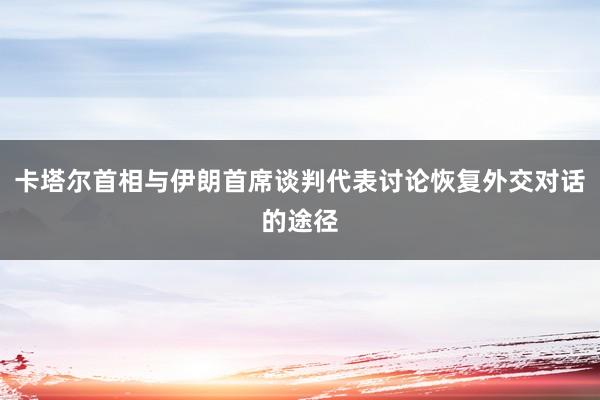 卡塔尔首相与伊朗首席谈判代表讨论恢复外交对话的途径