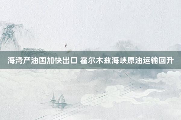 海湾产油国加快出口 霍尔木兹海峡原油运输回升
