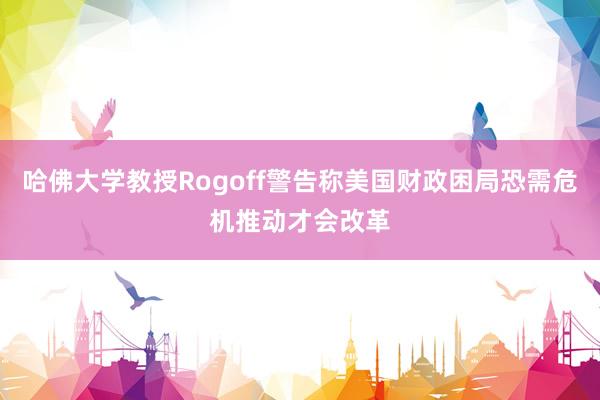 哈佛大学教授Rogoff警告称美国财政困局恐需危机推动才会改革