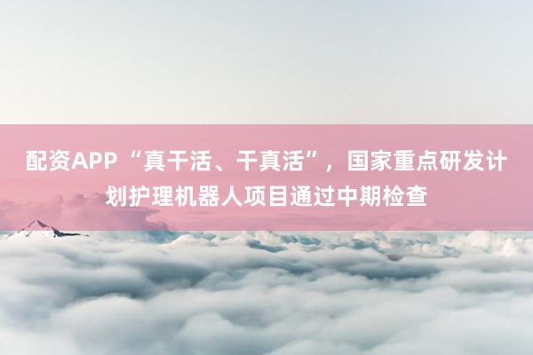 配资APP “真干活、干真活”，国家重点研发计划护理机器人项目通过中期检查