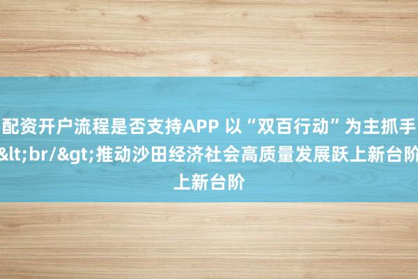 配资开户流程是否支持APP 以“双百行动”为主抓手<br/>推动沙田经济社会高质量发展跃上新台阶