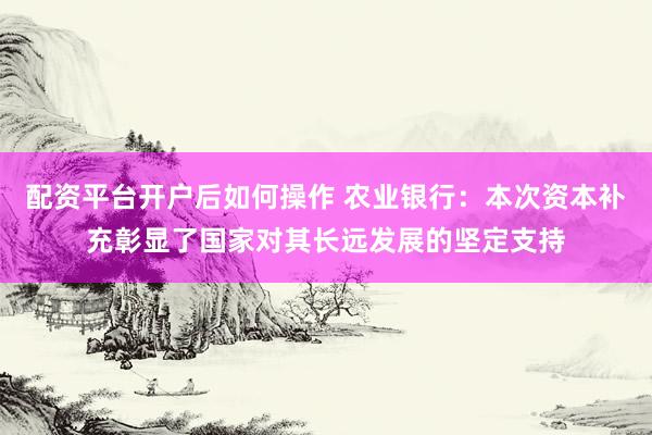 配资平台开户后如何操作 农业银行：本次资本补充彰显了国家对其长远发展的坚定支持