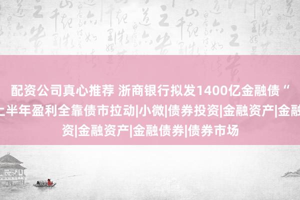 配资公司真心推荐 浙商银行拟发1400亿金融债“保流动性”，上半年盈利全靠债市拉动|小微|债券投资|金融资产|金融债券|债券市场
