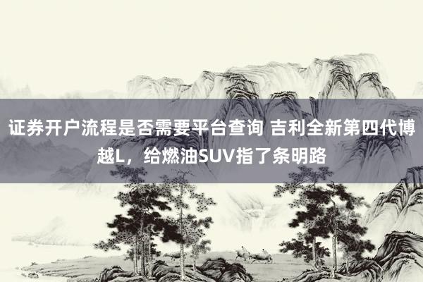 证券开户流程是否需要平台查询 吉利全新第四代博越L,给燃油SUV指了条明路